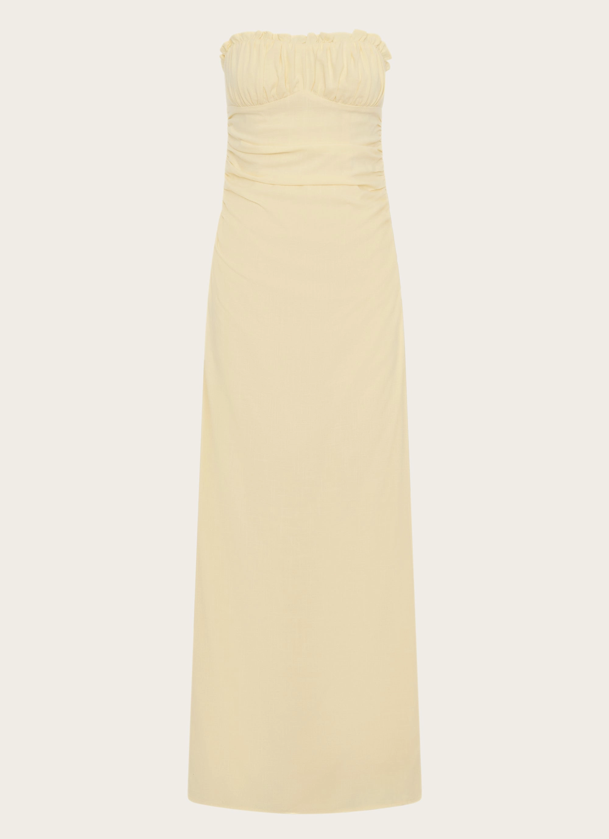 Evening Event Calm Outfit Xena Gathered Maxi Dress - Yellow