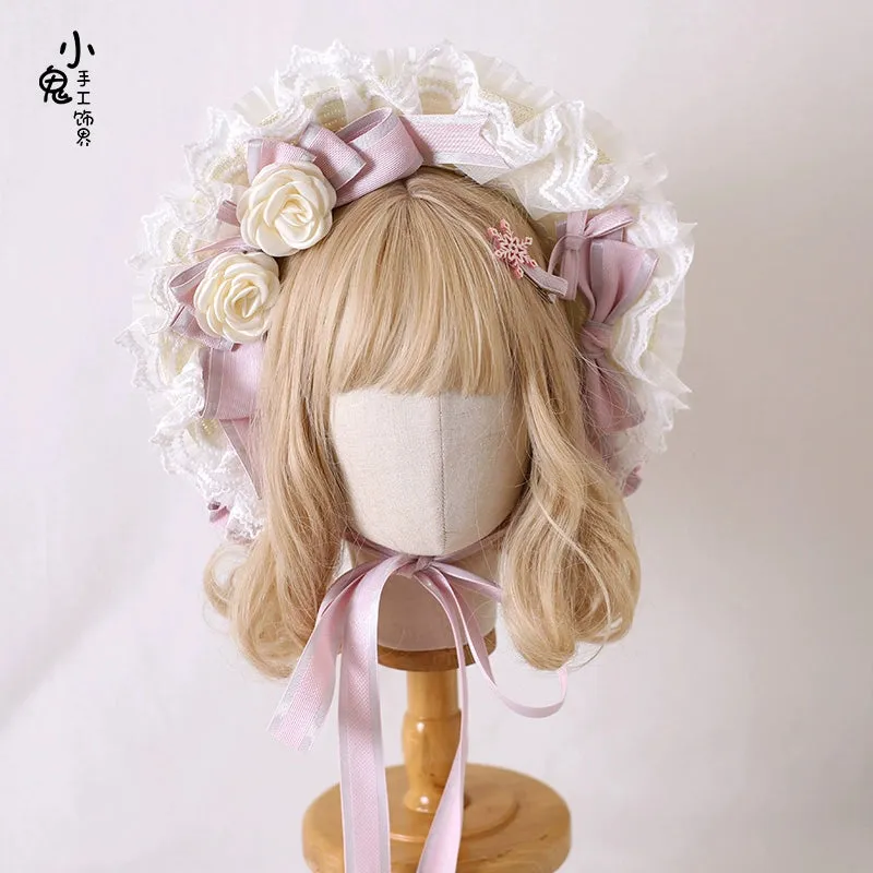 Xiaogui~Sweet Lolita Headdress Pink Handmade Christmas Accessories