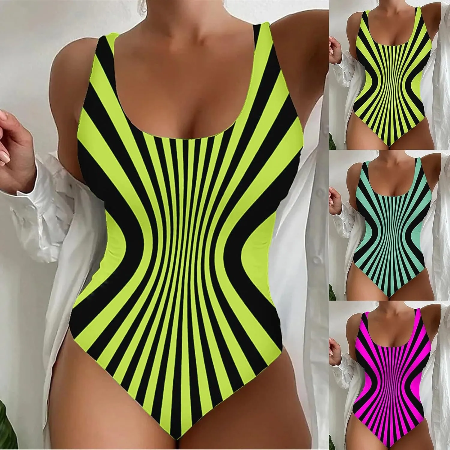 XRCQCAD Women's One Piece Swimsuits Tummy Control Monokini High Waisted Bathing Suit Plus Size Backless Swimwear