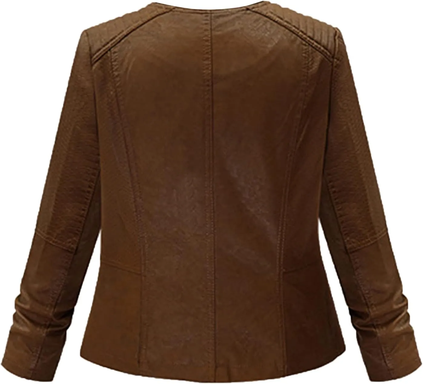 XUETON Women's Fashion Vintage Jacket Faux Suede Leather Long Sleeve Zipper Short Moto Biker Coat Cropped Outerwear