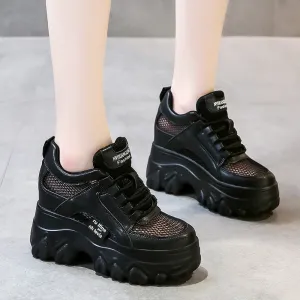 Y2K Egirl Black Mesh Platform Sneakers