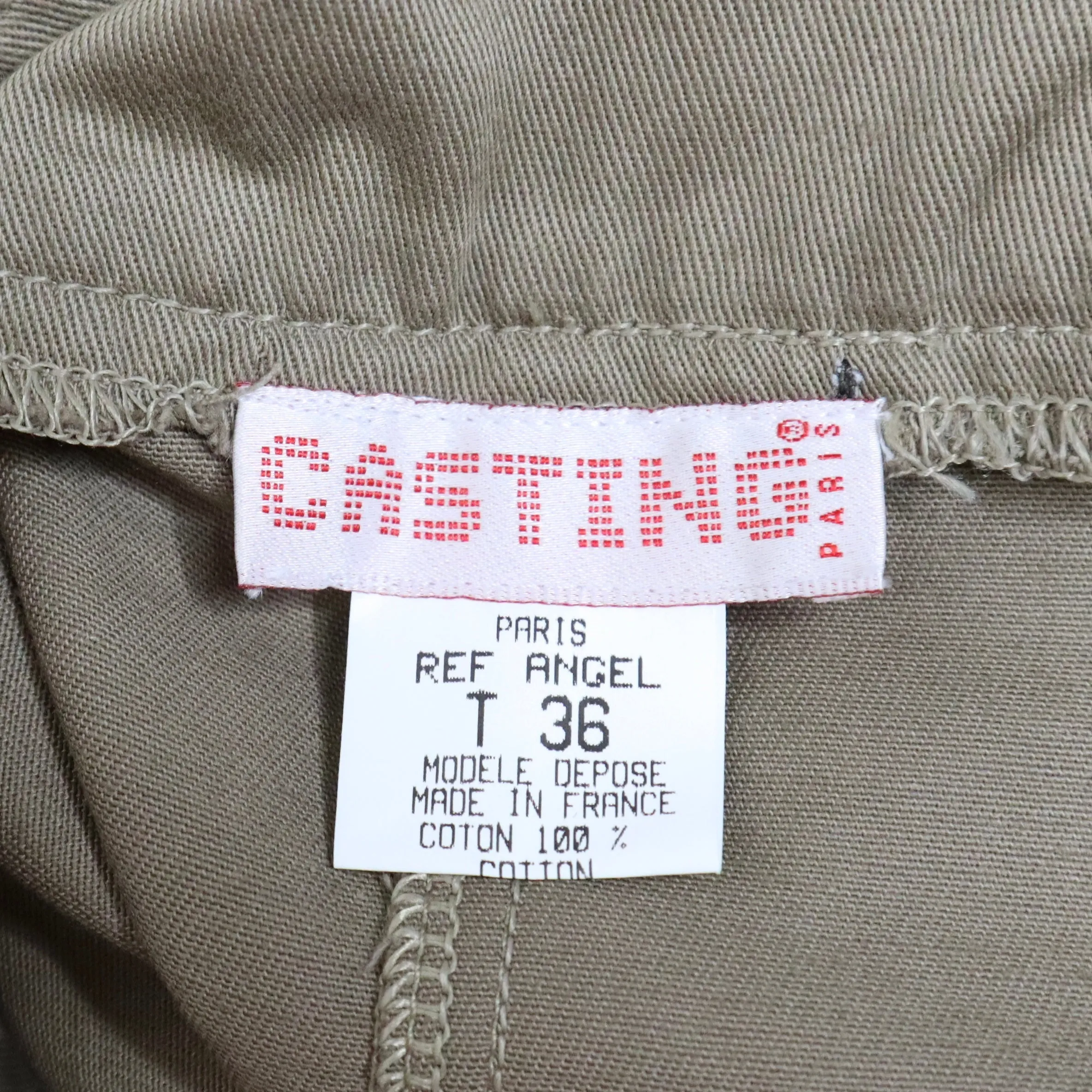 Y2K French Khaki Cargo Skirt (XS)