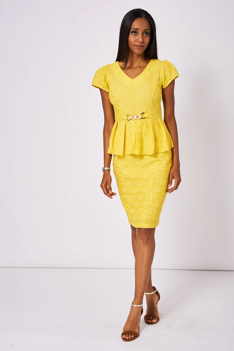 Yellow Patterned Skirt And Top Set Available In Plus Sizes