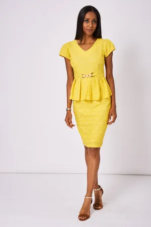 Yellow Patterned Skirt And Top Set Available In Plus Sizes