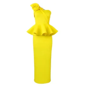 Yellow Ruffles Peplum Set