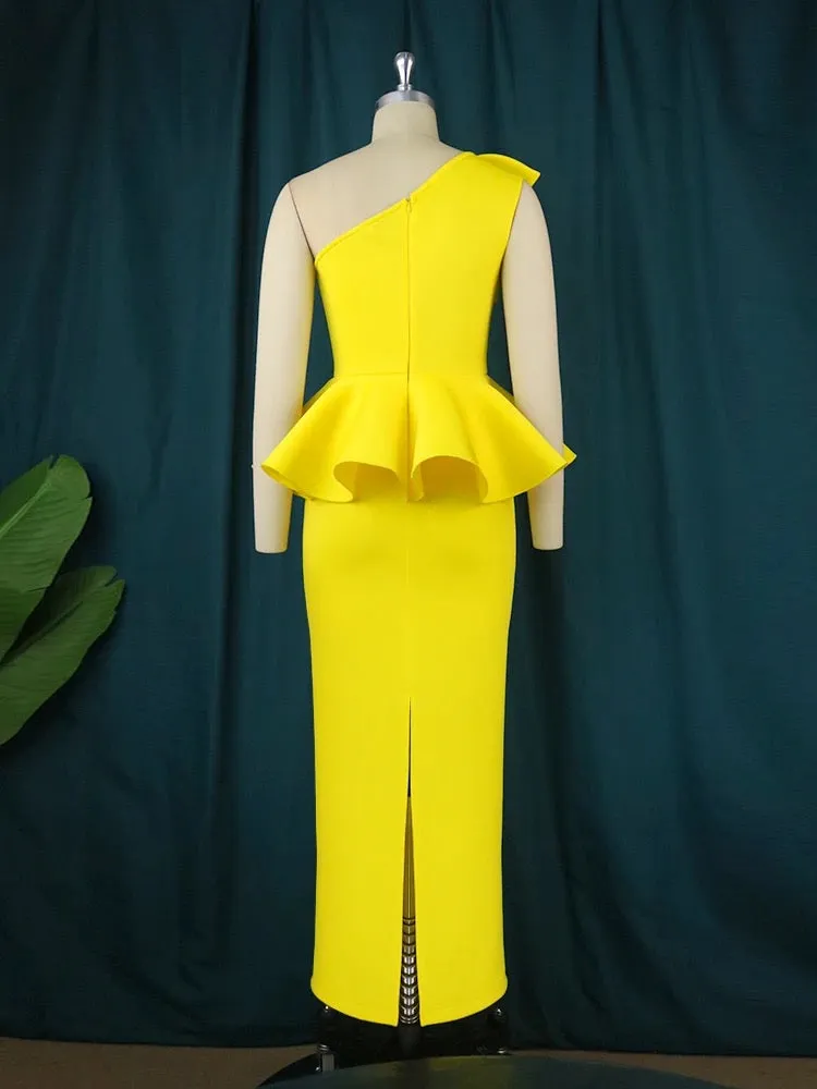 Yellow Ruffles Peplum Set