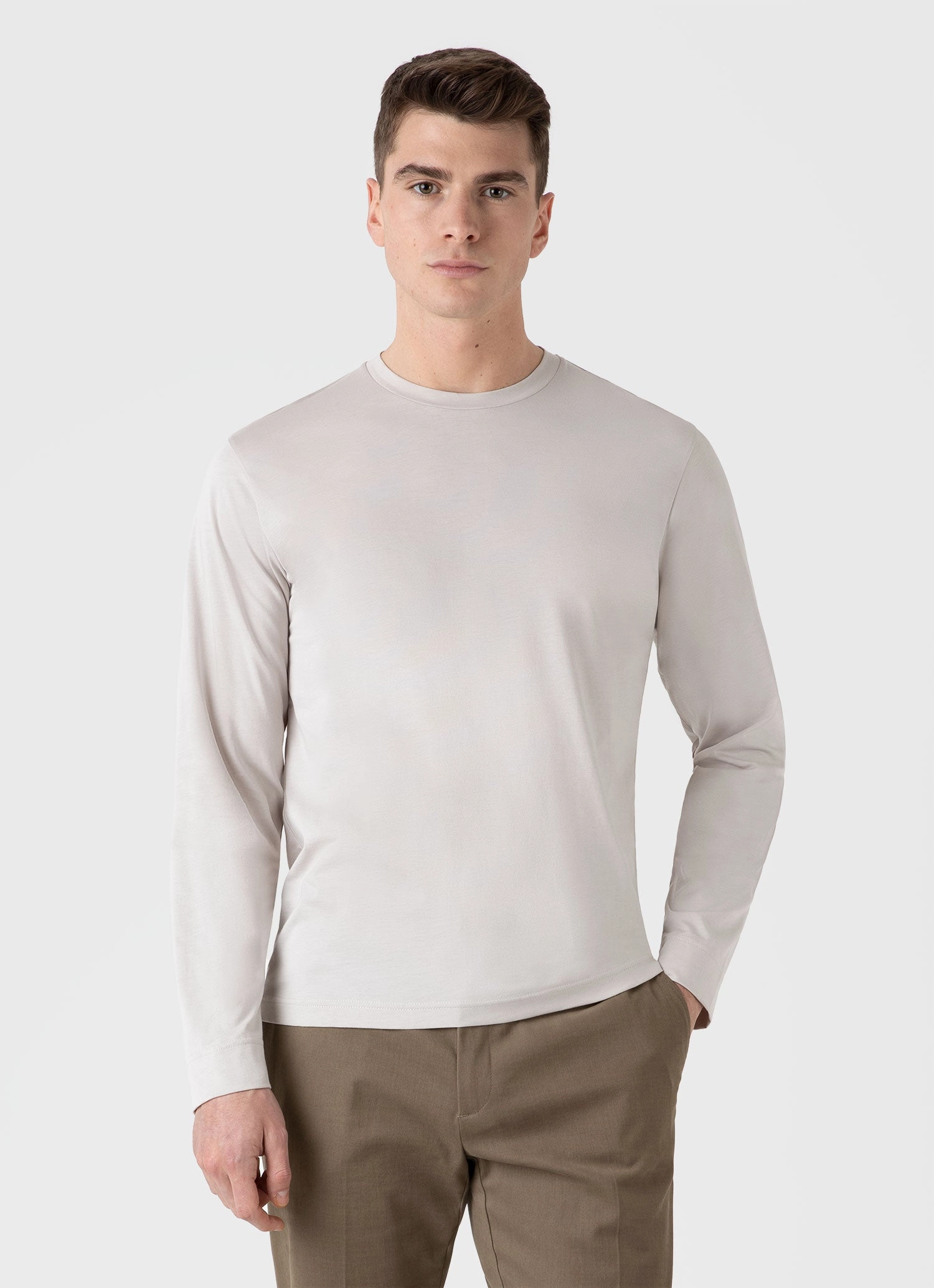 UV Protective Coating Men's Long Sleeve Riviera Midweight T-shirt in Putty