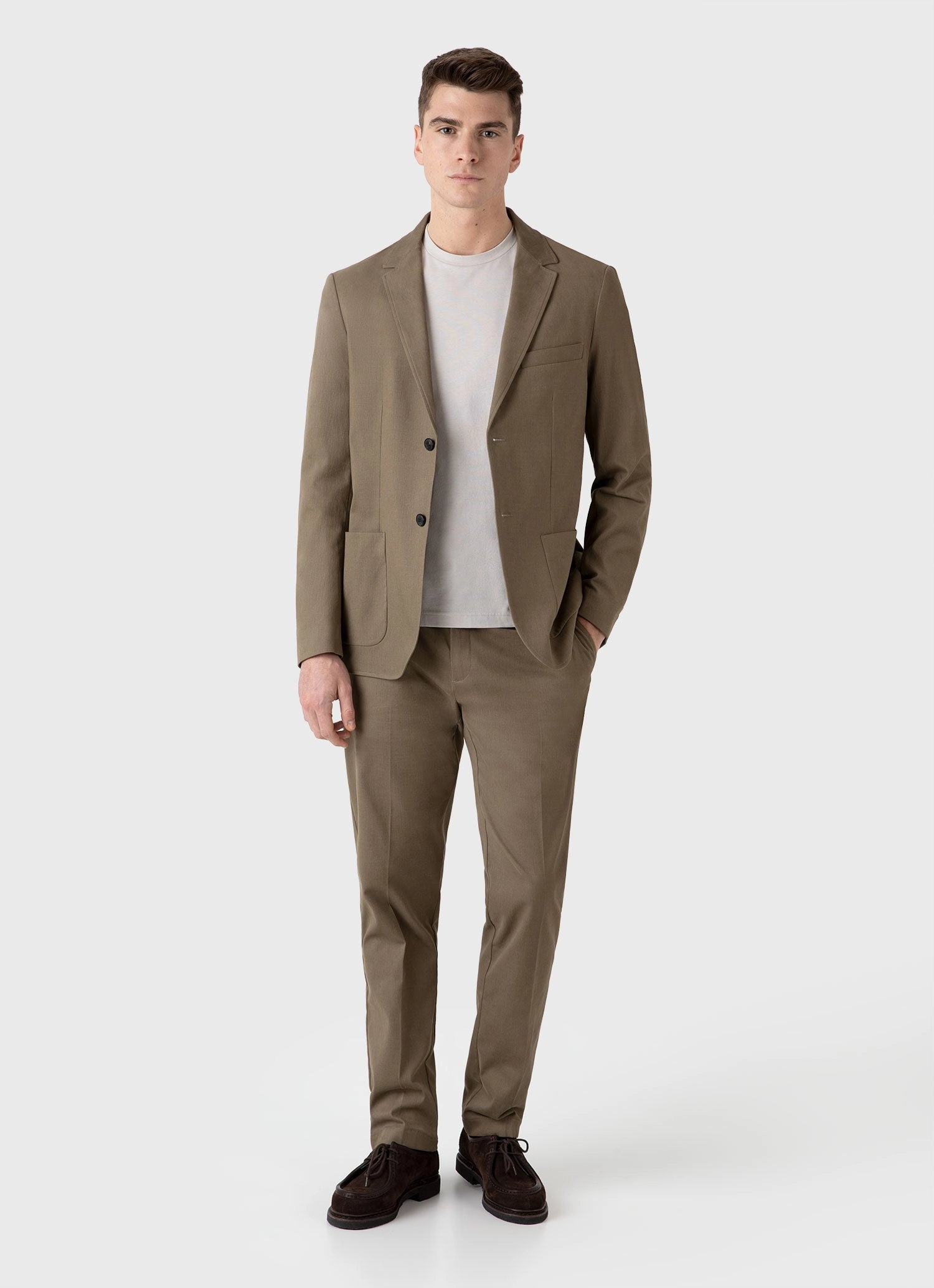 Modern Fit Men's Long Sleeve Riviera Midweight T-shirt in Putty