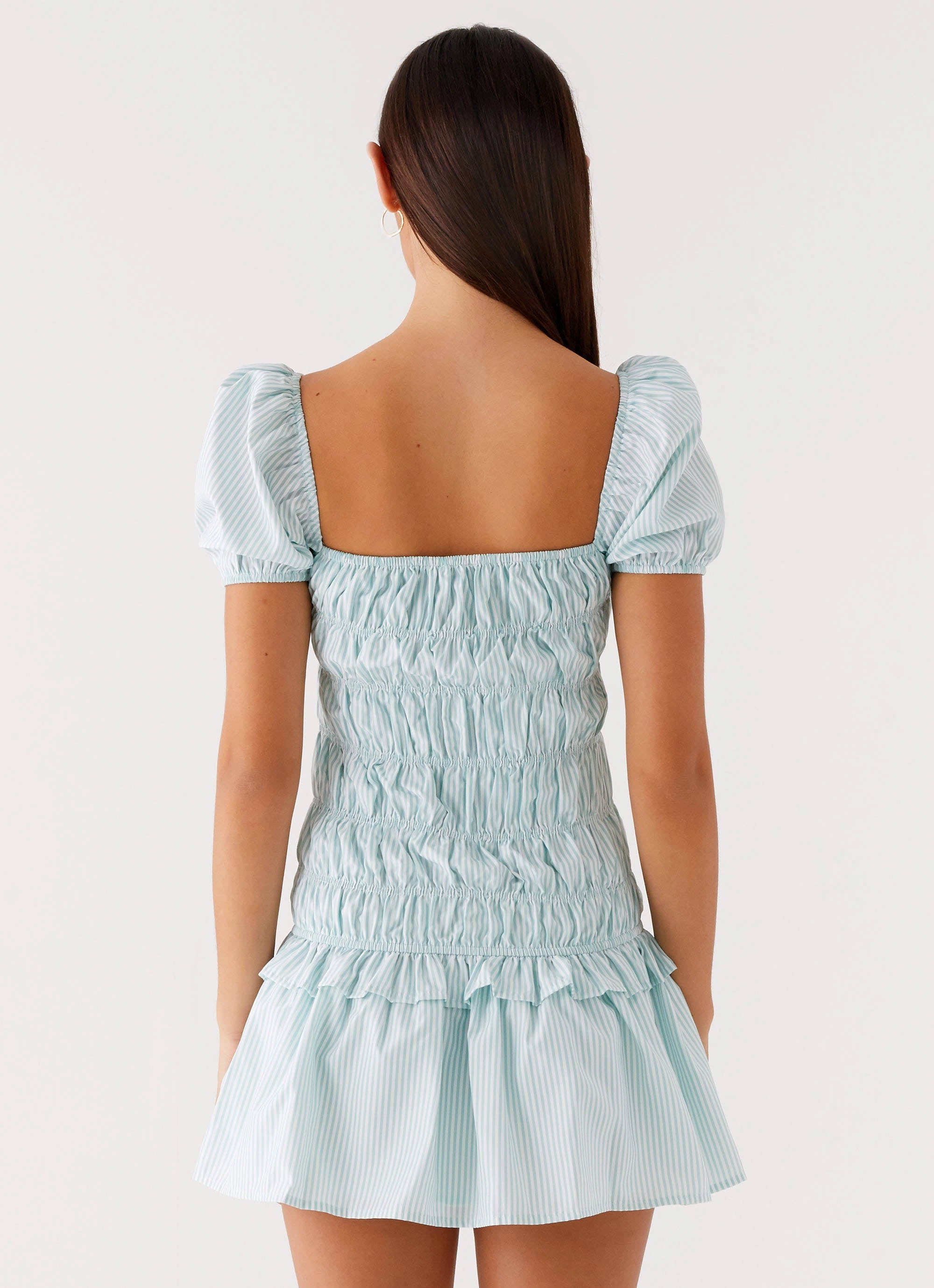 Yolene Mini Dress - Green Gingham Gentle Shine