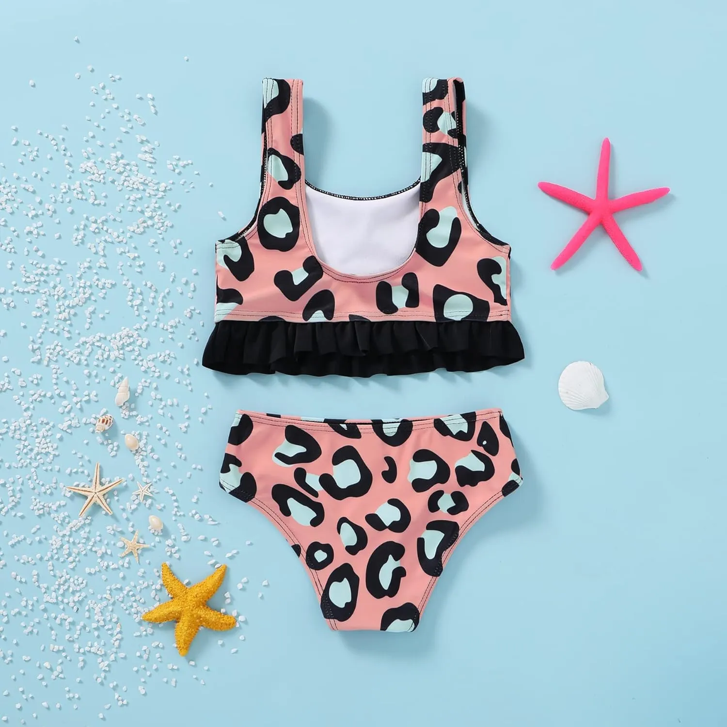 YOUNGER TREE Toddler Swimsuit Girl 2-Pieces Leopard Bathing Suits Halter Top Bikini Bottoms Swimming Suit Kids Beach Swimwear