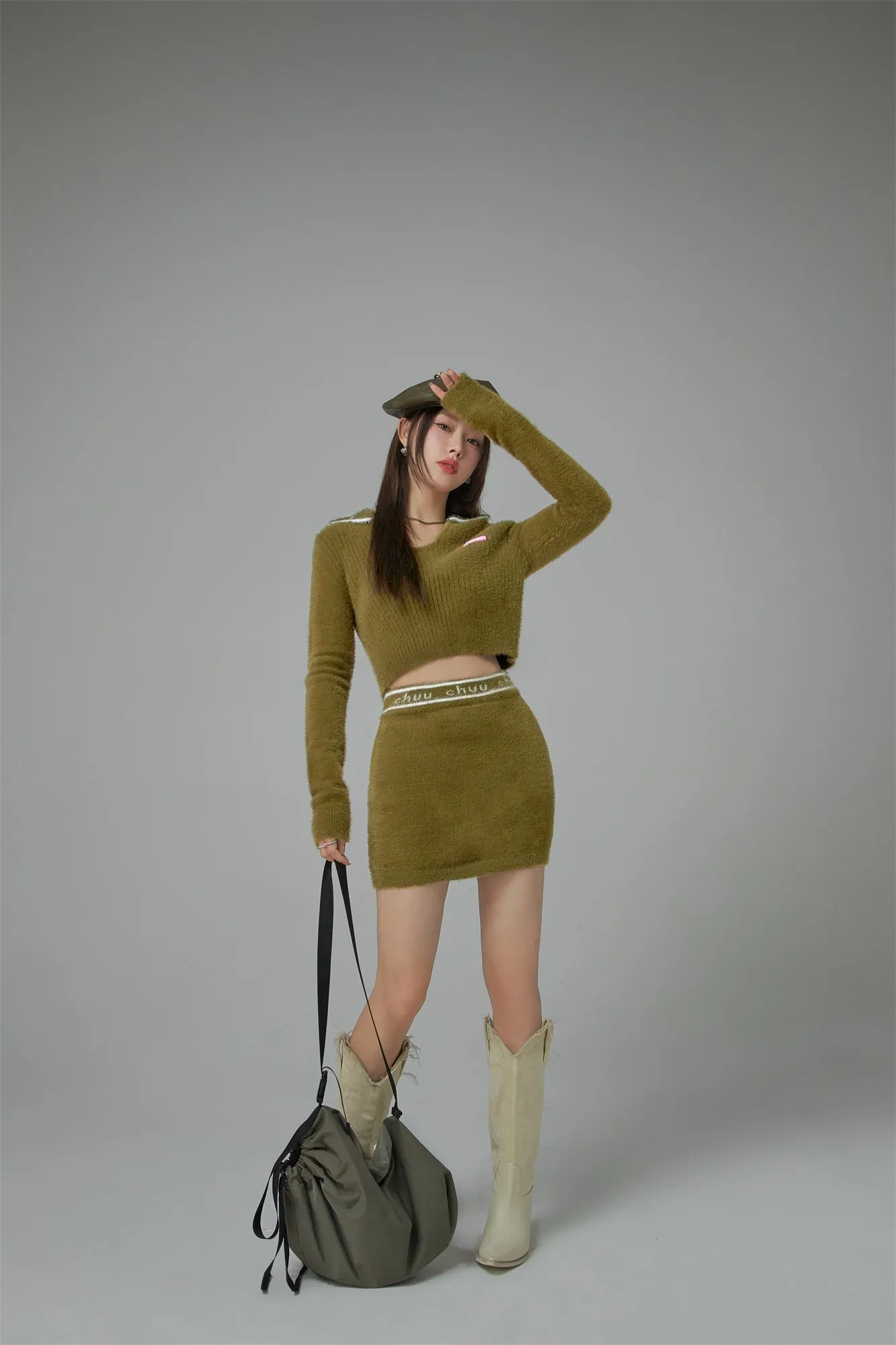 Your Sweetheart Open Collar Cropped Knit Top