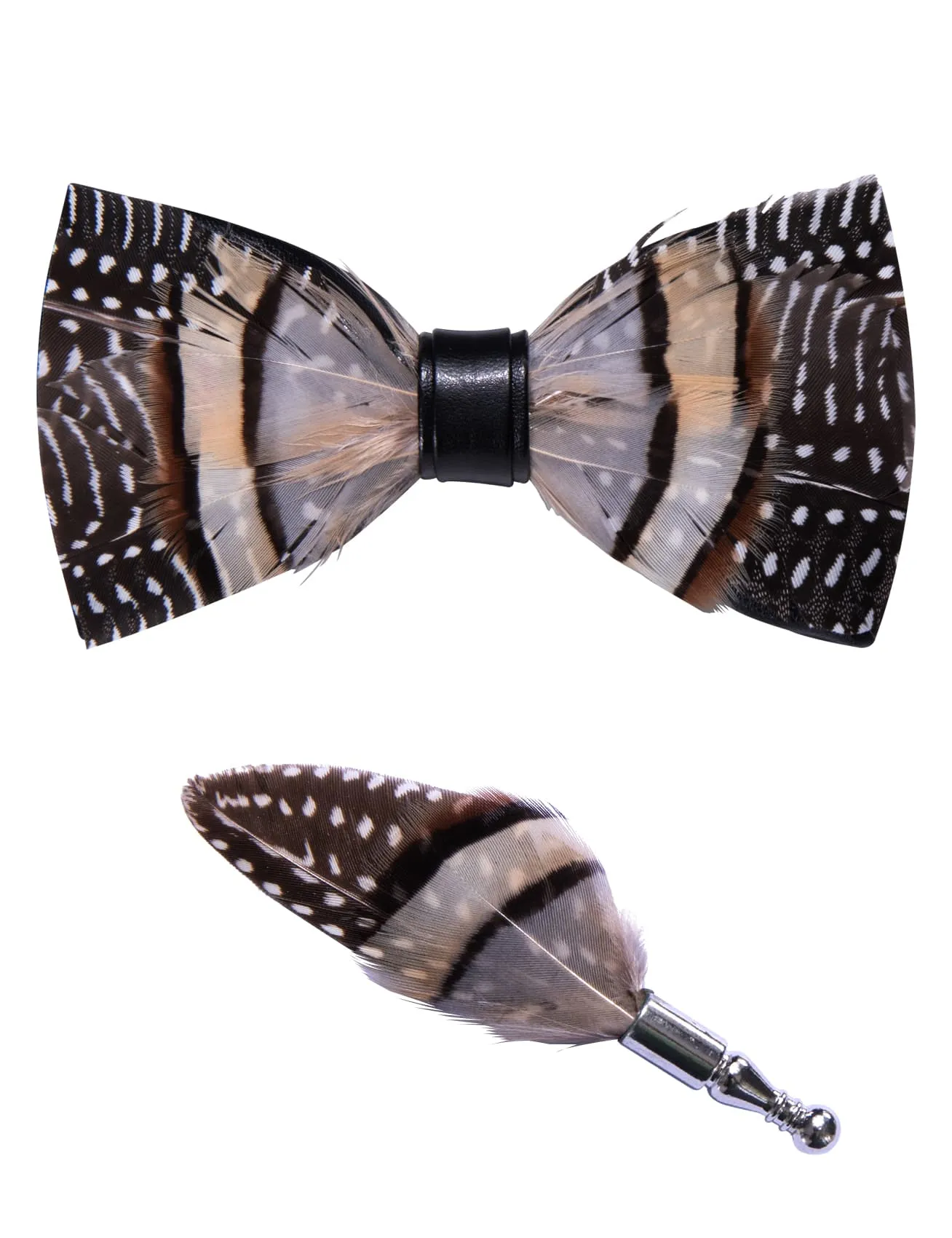 YourTies Black Brown White Novelty Pattern Mens Pre-tied Bowtie Feather Bow Ties