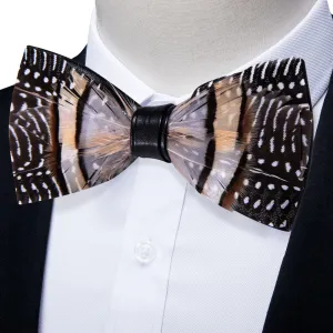 YourTies Black Brown White Novelty Pattern Mens Pre-tied Bowtie Feather Bow Ties