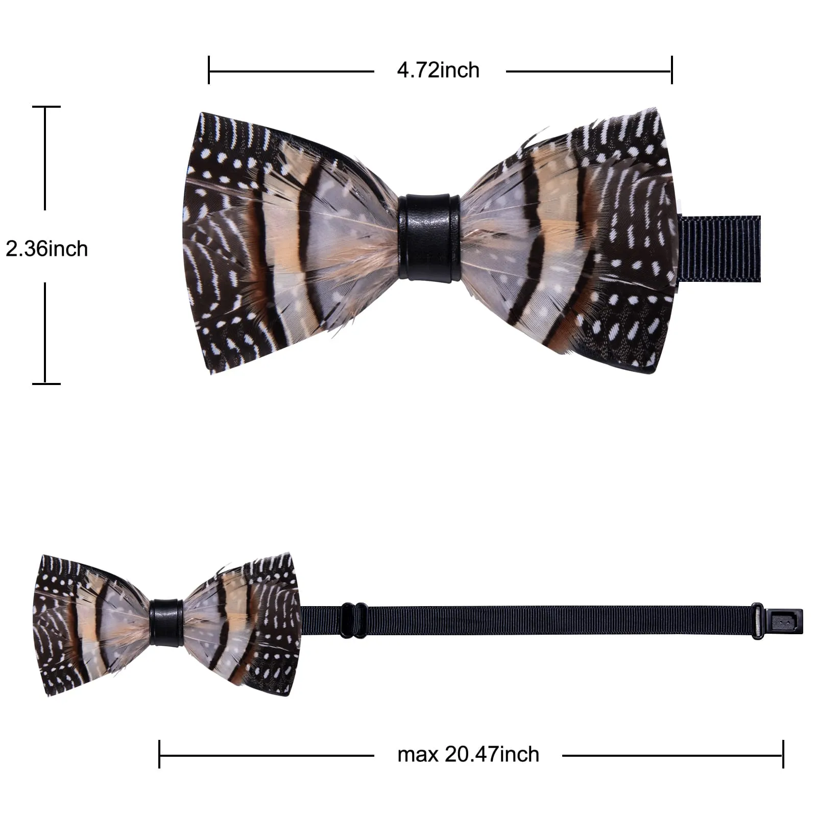 YourTies Black Brown White Novelty Pattern Mens Pre-tied Bowtie Feather Bow Ties