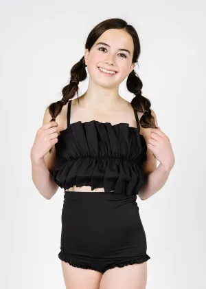 Youth Oversized Ruffle Top | Black