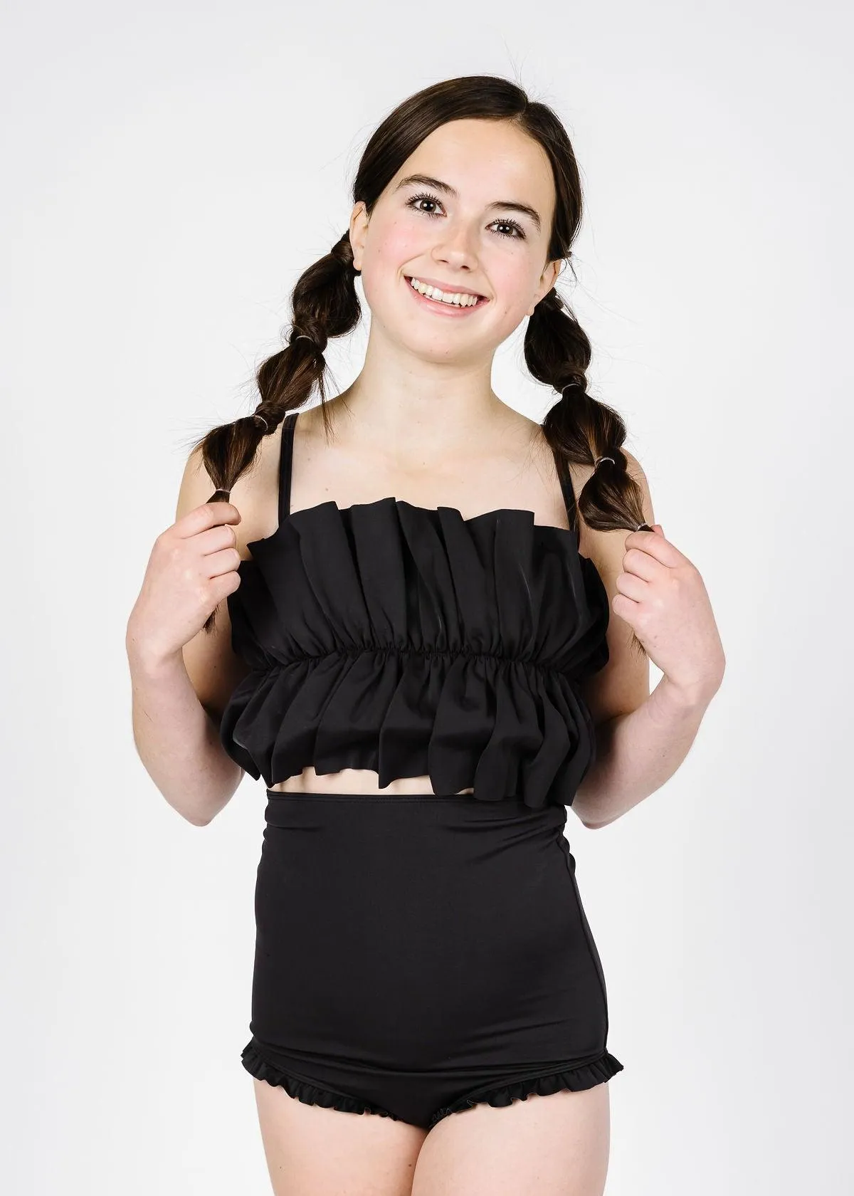 Youth Oversized Ruffle Top | Black