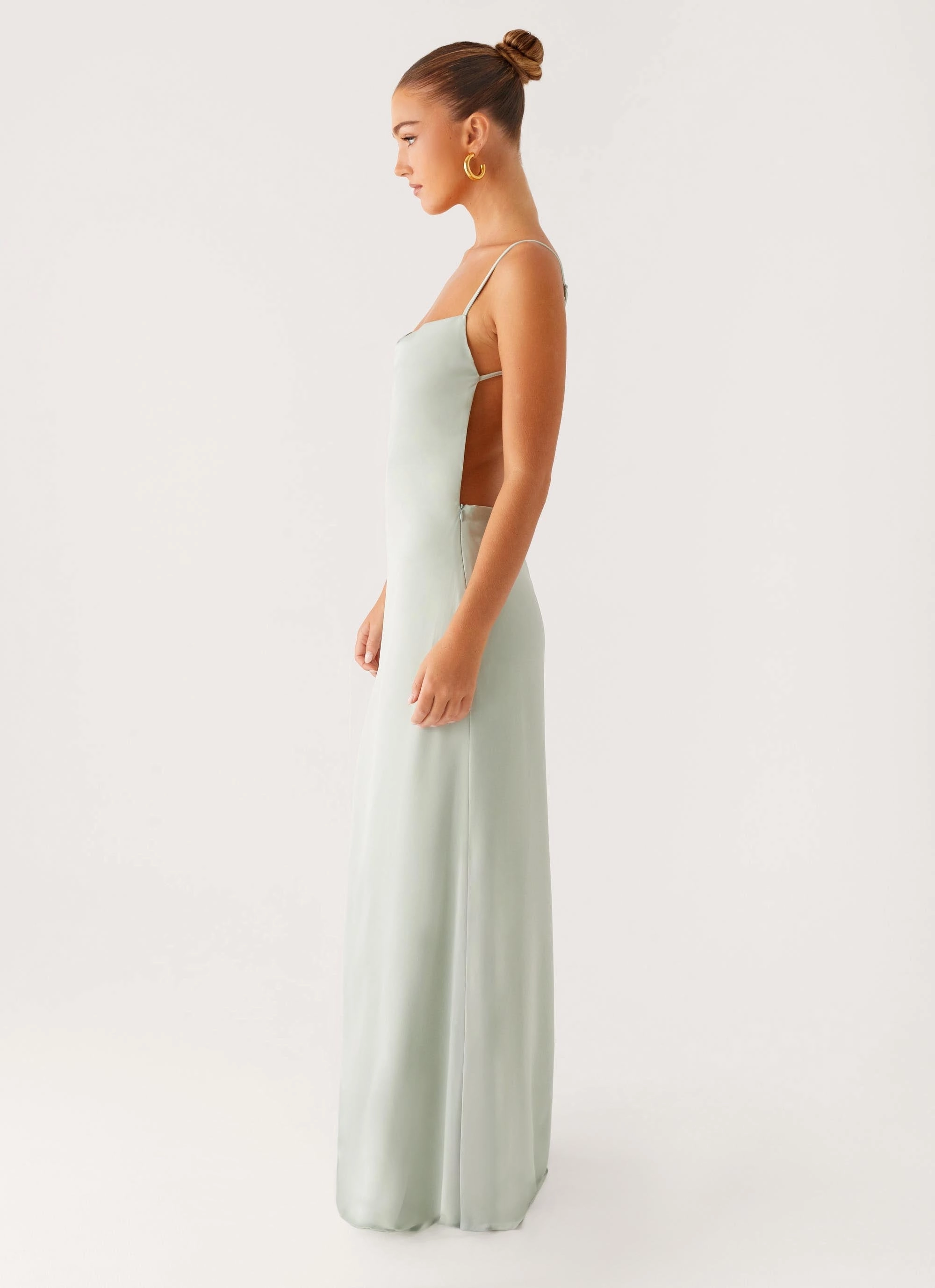 Yves Maxi Dress - Mint Gemstone-Detail Cozy Fit
