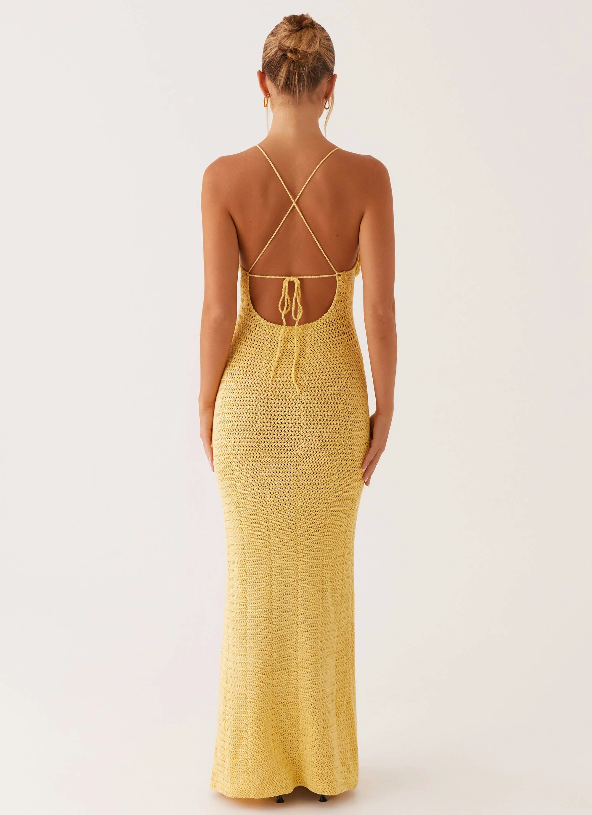 Soft Mesh Zara Rose Crochet Maxi Dress - Yellow