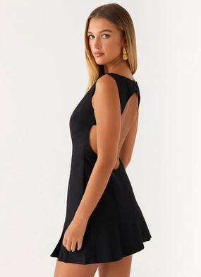 Fit for All Seasons Chic Tailoring Design Zavia Mini Dress - Black