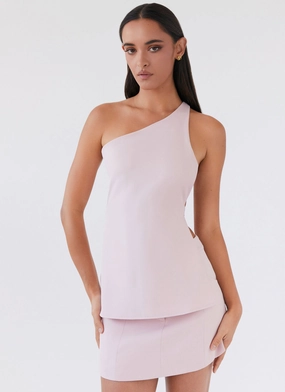 Zeina One Shoulder Top - Pink SmoothEdged Hem Zeina One Shoulder Top - Pink Eco Conscious Packaging
