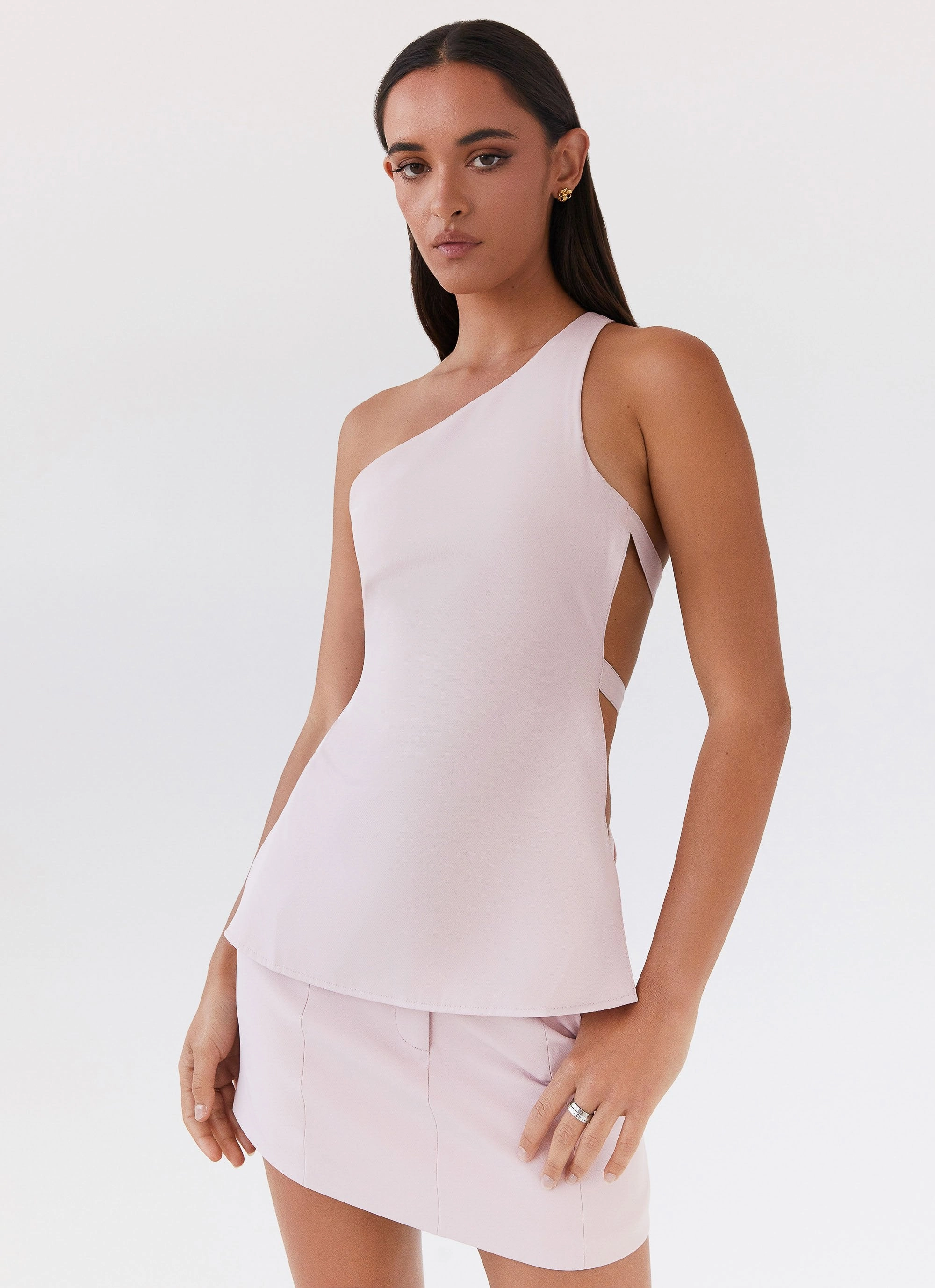 Zeina One Shoulder Top - Pink VentilatedArmholes