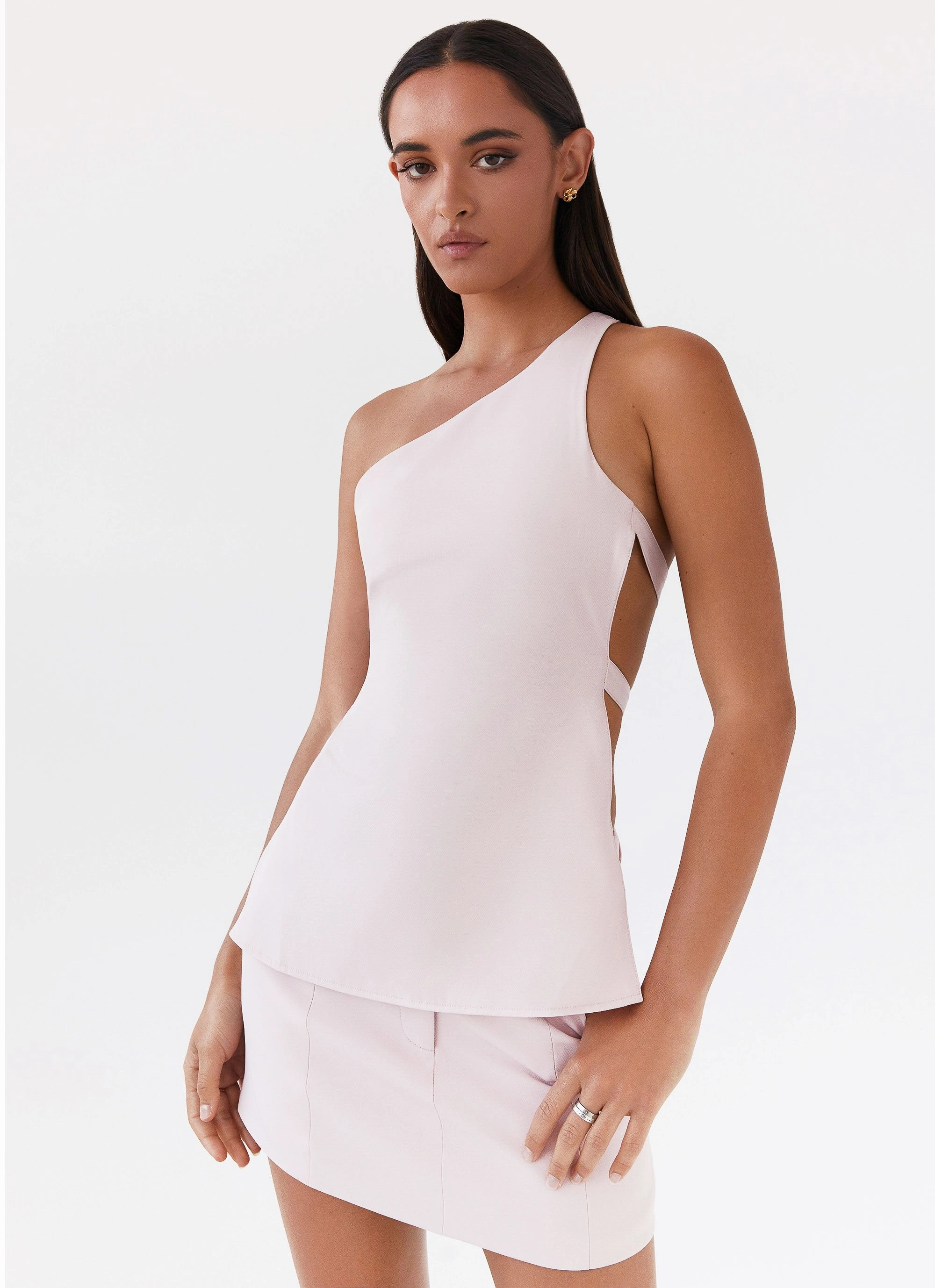 Zeina Suiting Mini Skirt - Pink Organic Cotton Easy Layer