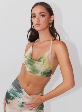 Zenta Cowl Neck Top - Rainforest MultiDirectional Stretch Zenta Cowl Neck Top - Rainforest RibbedCuff Bohemian style