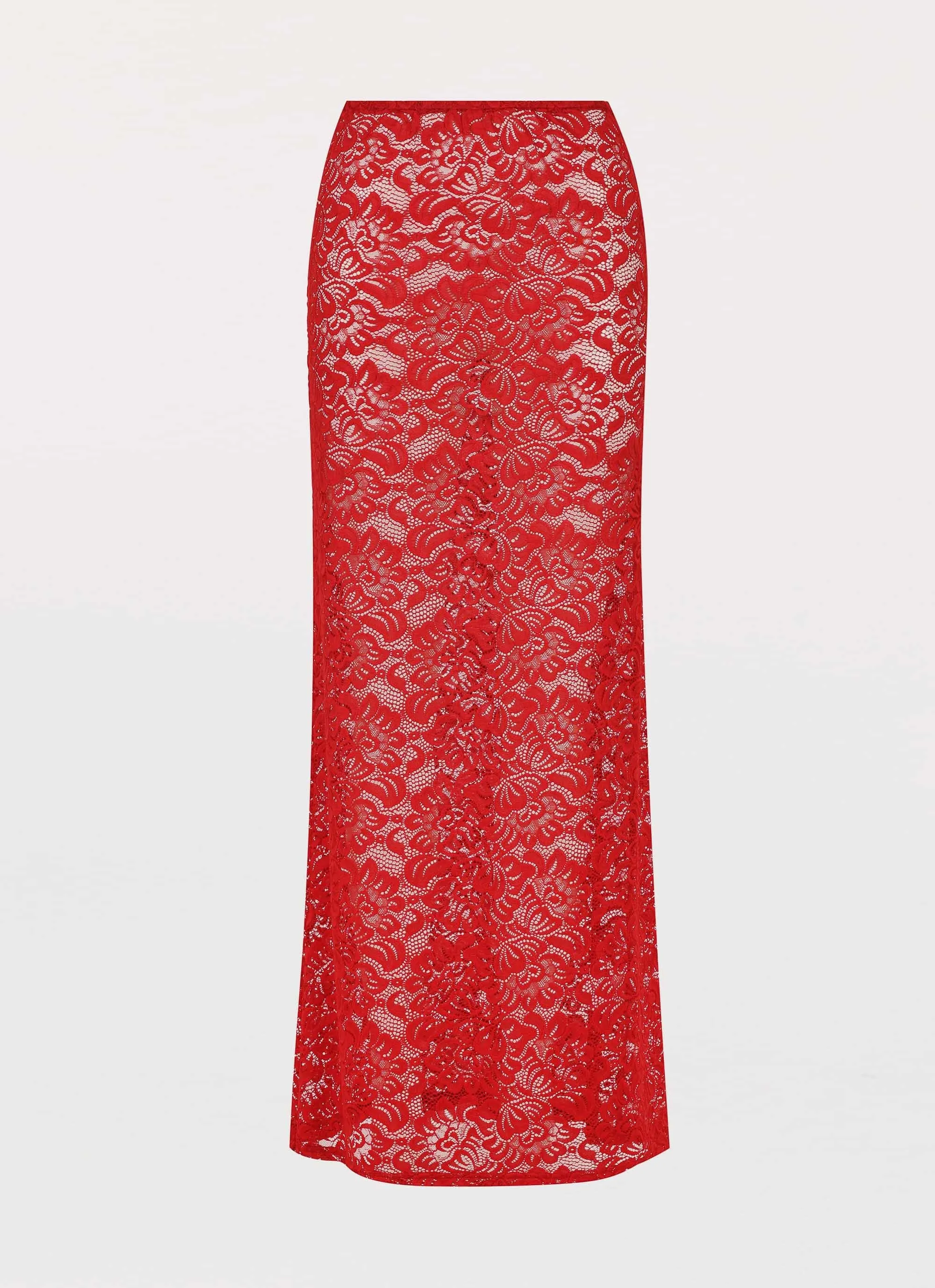 Soft and Light Zephyra Lace Maxi Skirt - Red