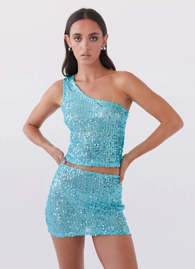 Zero Pressure Cuffing Neon Nights Sequin Mini Skirt - Crystal Padded hips Day Wear Neon Nights Sequin Mini Skirt - Crystal