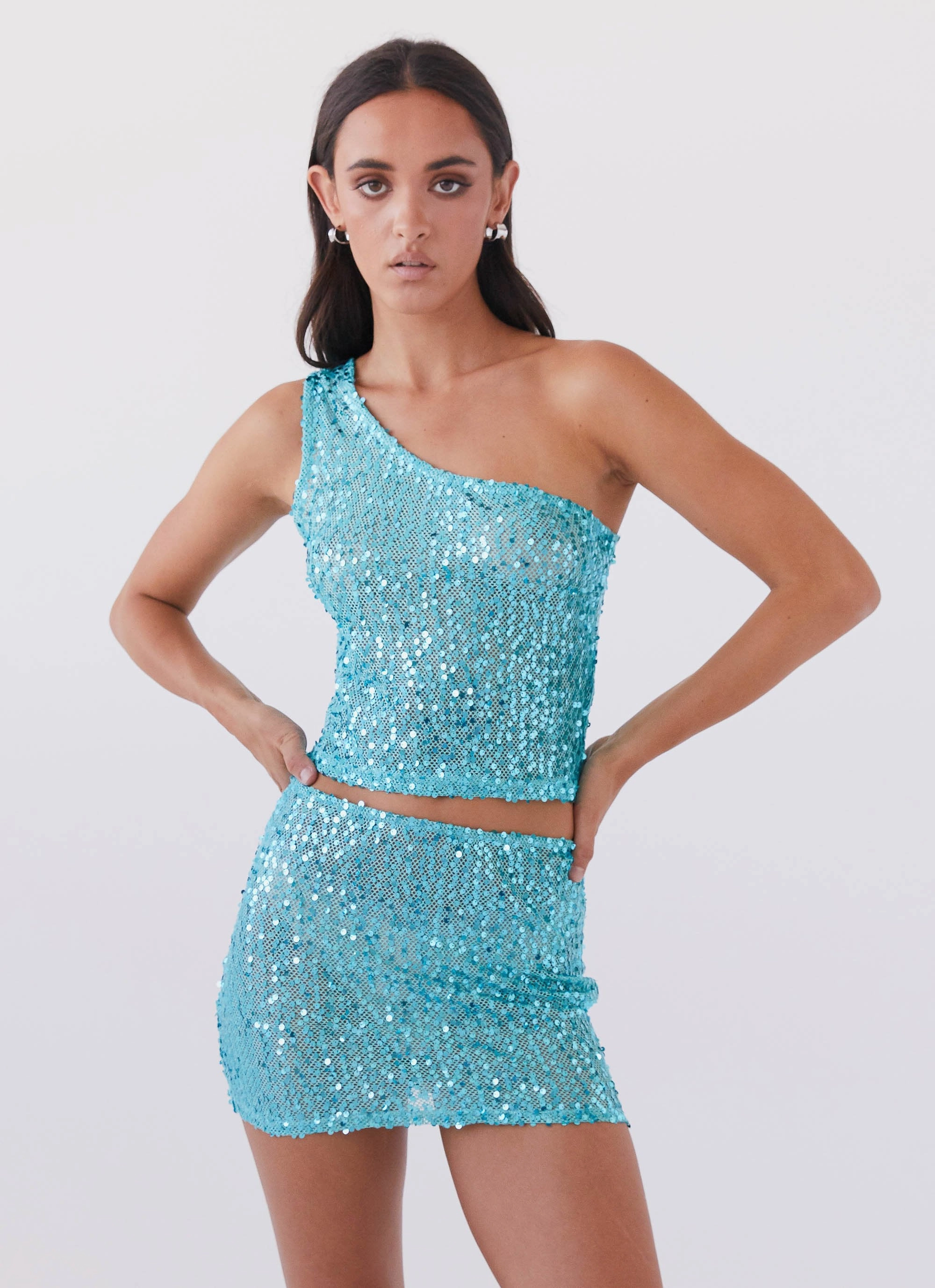 Padded hips Day Wear Neon Nights Sequin Mini Skirt - Crystal