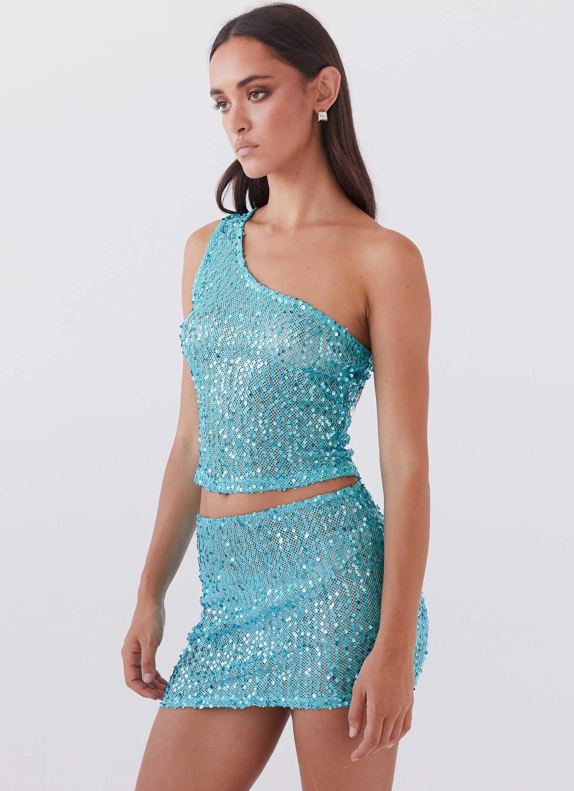 Neon Nights Sequin Mini Skirt - Crystal Reflective details Performance Fit