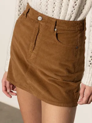 Zip Closure Briar Corduroy Mini Skirt Bronze Briar Corduroy Mini Skirt Bronze Casual Wear
