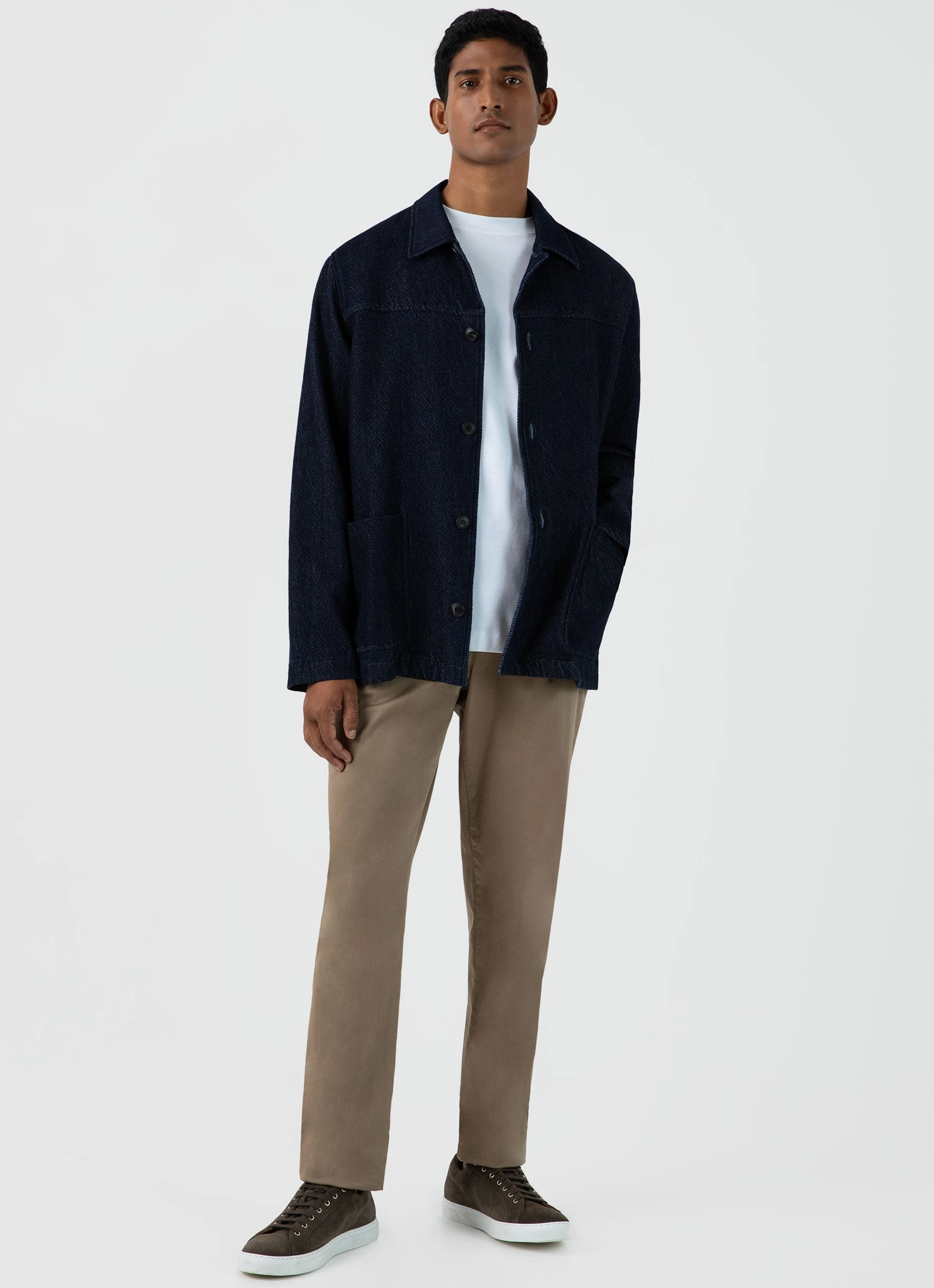 Dual Layer Fabric Men's Denim Chore Jacket in Selvedge Denim