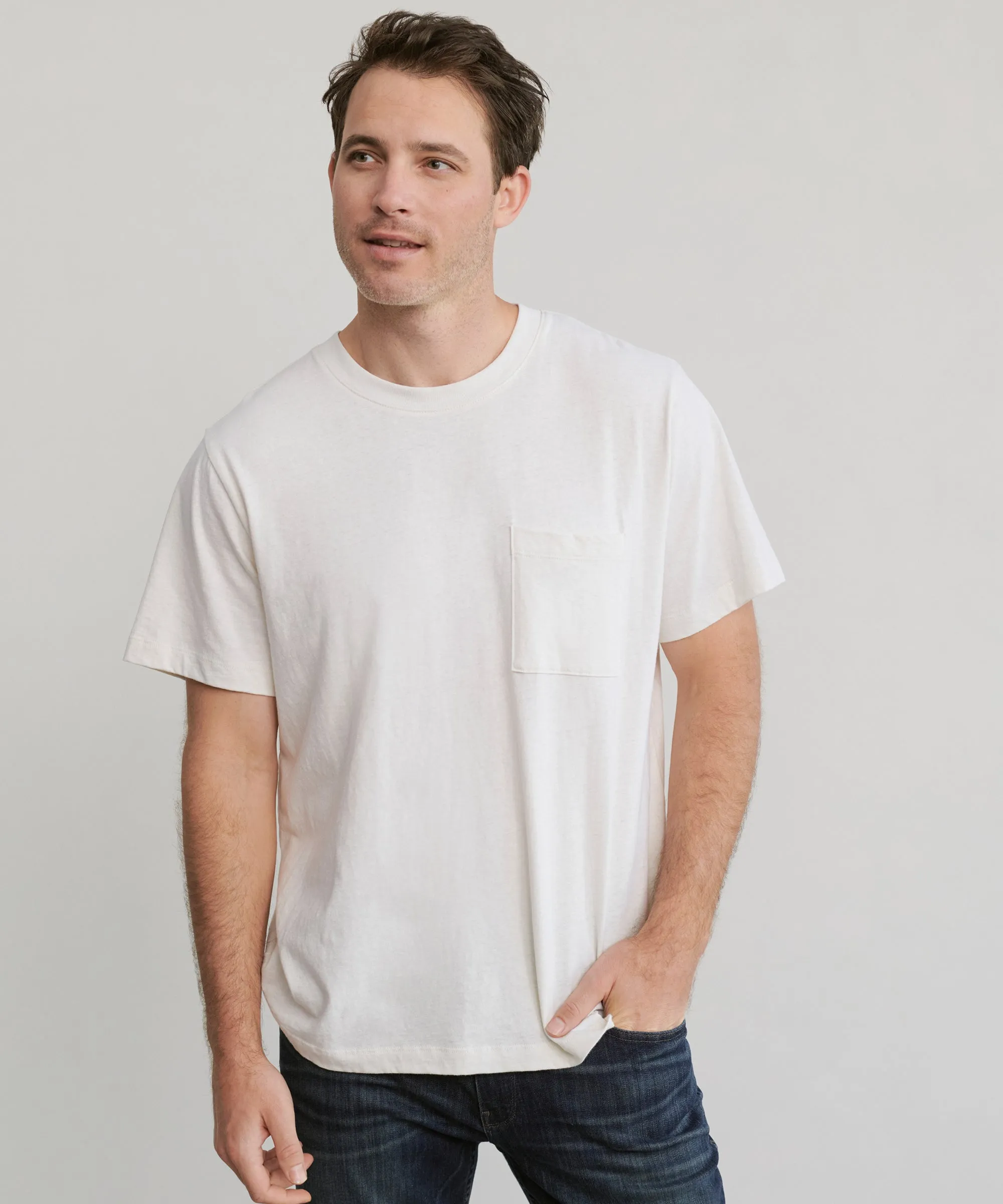 DurableStitching DoubleStitched Hemming Men's Vintage Pocket Tee