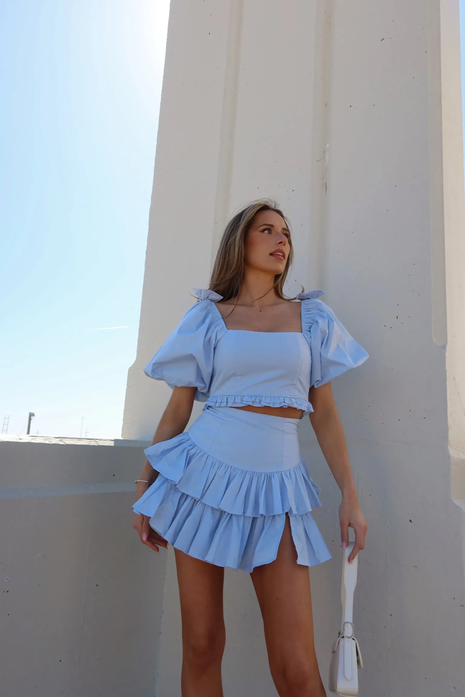 Zoe Puff Sleeve Crop Top And Skirt Set