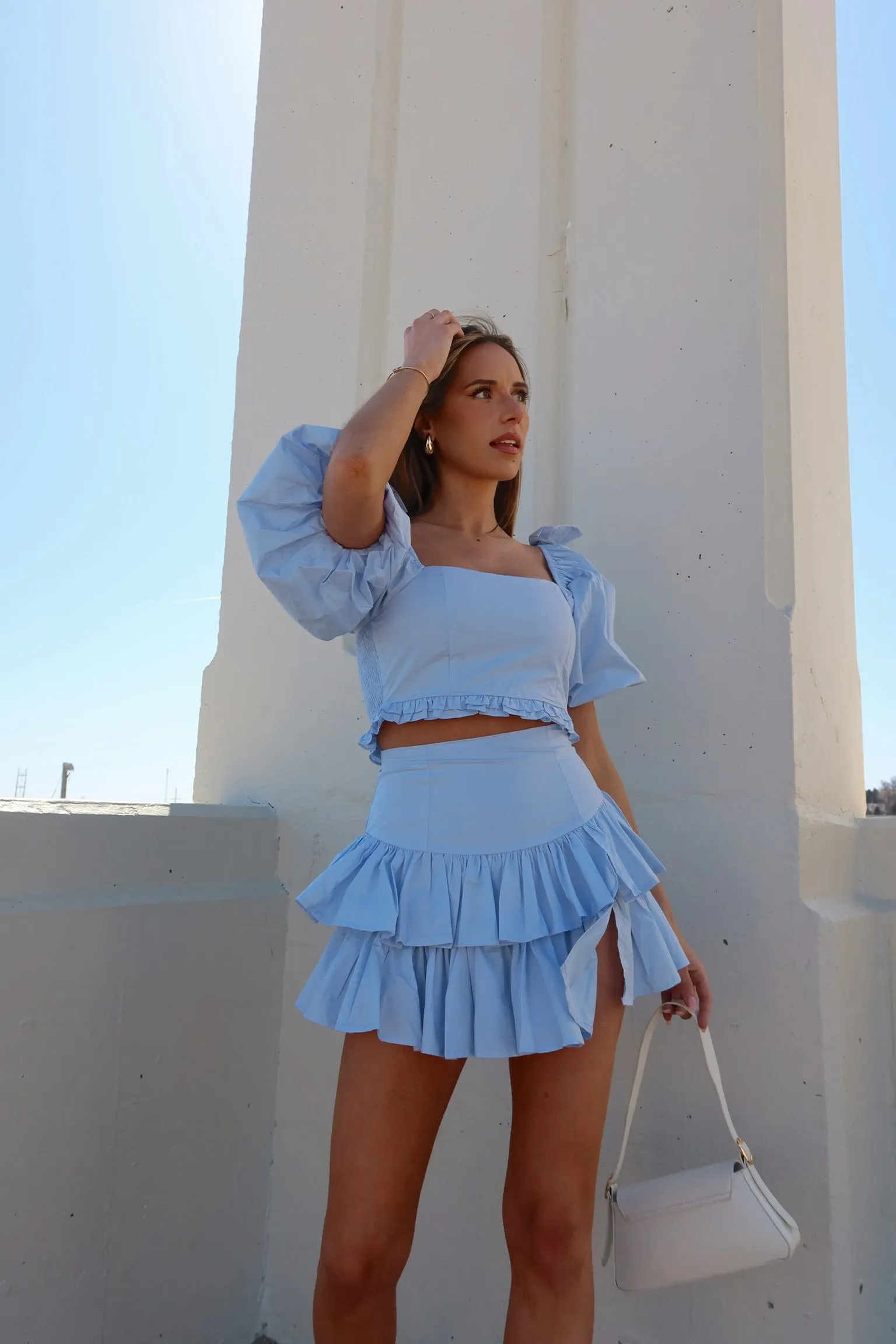 Zoe Puff Sleeve Crop Top And Skirt Set