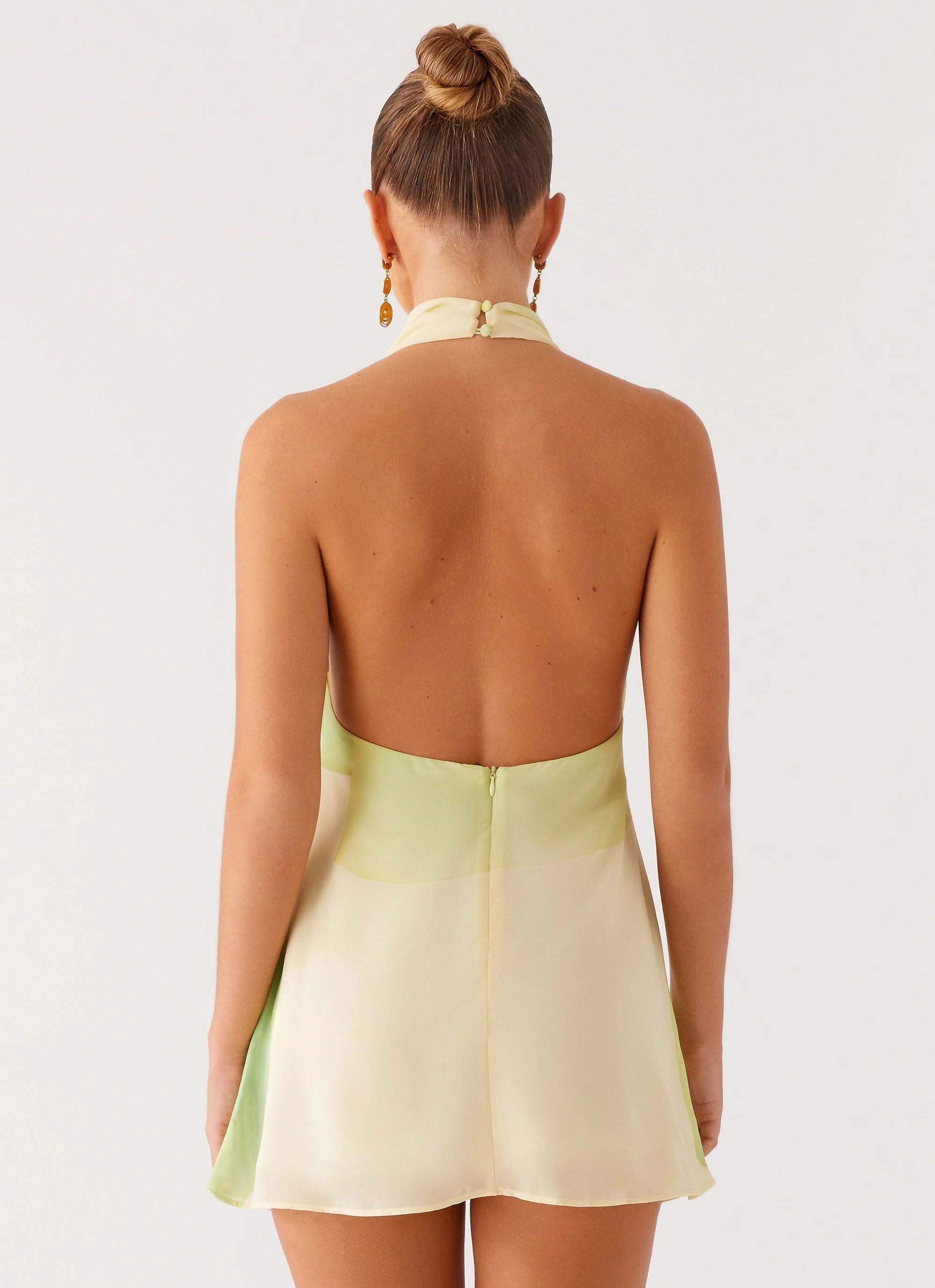 Sleek Movement Zofia Cowl Neck Mini Dress - Green Floral